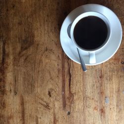 High angle view of coffee on table