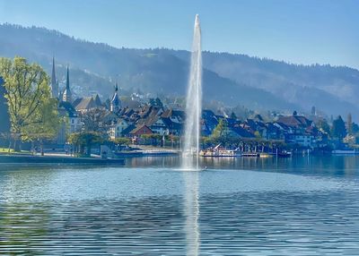 View of fountain in lake