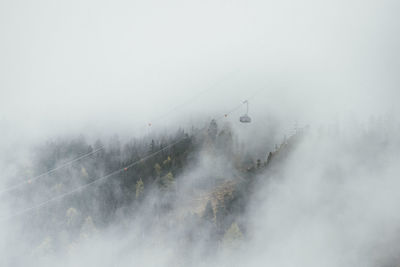 High angle view of trees against sky during winter