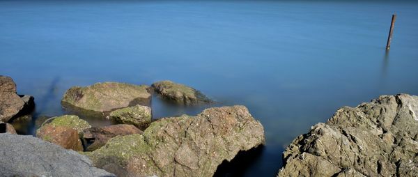 High angle view of rocks on beach