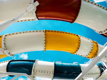 High angle view of amusement park ride against sky