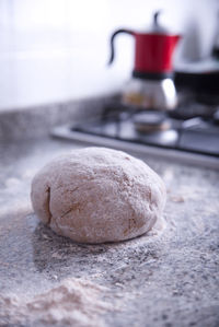 Bread dough in the kitchen, ready to put in the oven.