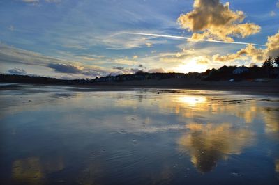 Scenic view of sea at sunset