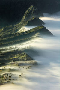 Aerial view of mountain against sky