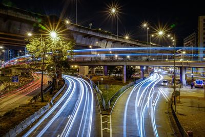 Light trails in city at night