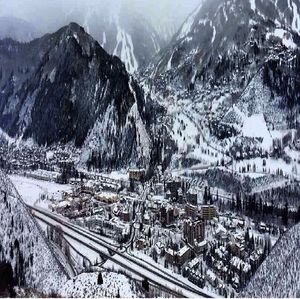 Snow covered mountain range