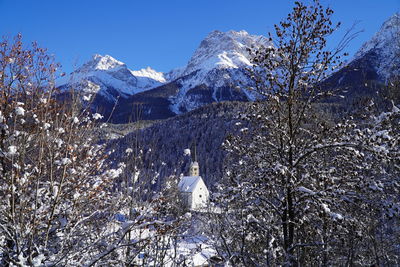 Snow covered mountain against sky
