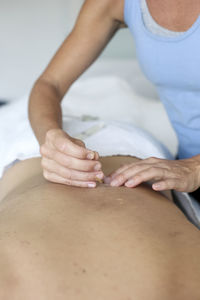 Patient having acupuncture treatment