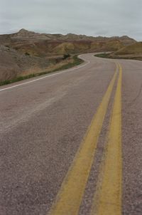 Surface level of road against sky