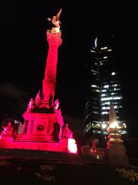 Low angle view of illuminated building