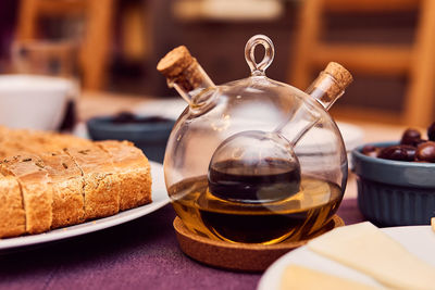 Close-up of wine glass on table