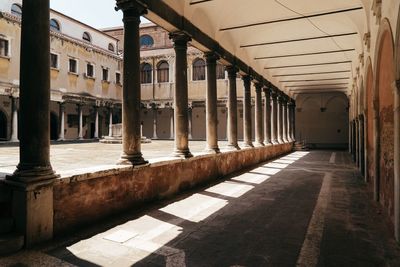 Empty corridor of historic building