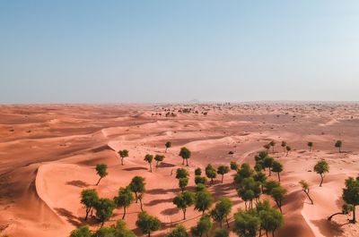 Scenic view of desert against clear sky