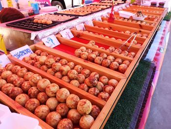 High angle view of food for sale at market