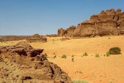 Scenic view of desert against clear sky