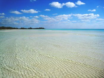 Scenic view of sea against cloudy sky