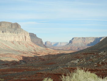 Scenic view of rocky mountains against sky