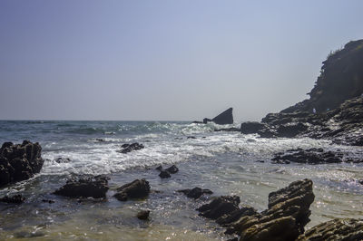 Scenic view of sea against clear sky