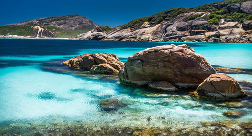 Scenic view of sea and rocks