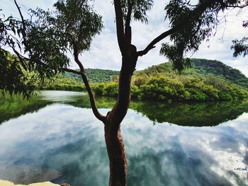 Scenic view of lake against sky