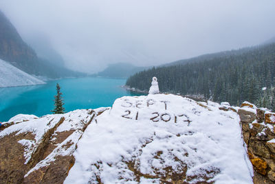 Scenic view of frozen lake against sky