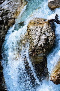 High angle view of waterfall