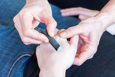 Close-up of hands working