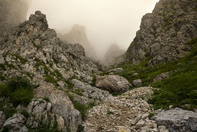 Scenic view of rocky mountains against sky