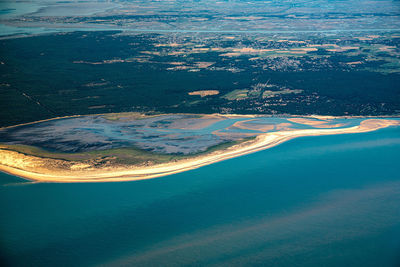 Aerial view of sea and land