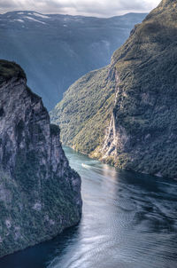 Scenic view of sea and mountains