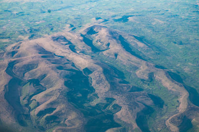 High angle view of snow covered land