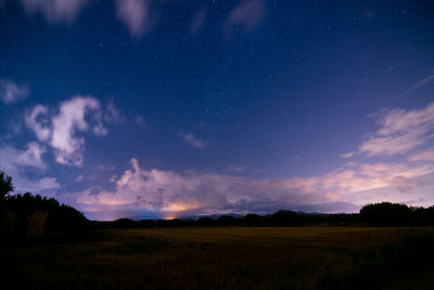 Scenic view of the field against the sky at night