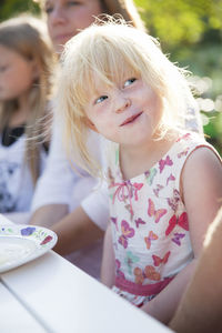 Smiling girl looking away, sweden