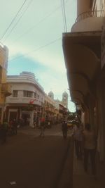 City street along buildings