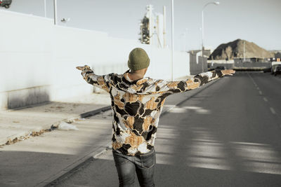 Young black man on city street