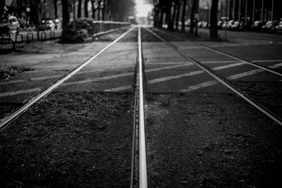 Railroad tracks in city