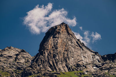 Low angle view of rock formations against sky
