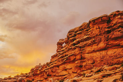 Golden sunset over desert canyons in moab, utah.