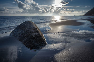 Early sun on beach on  baltic sea