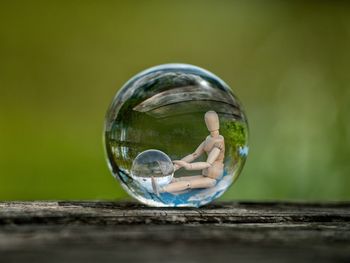 Close-up of crystal ball in water