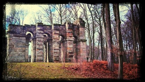 Built structure on grassy field