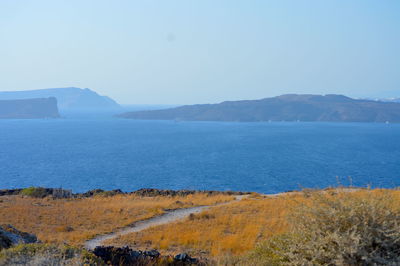 Scenic view of sea against clear sky