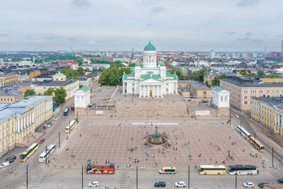 Helsinki cathedral square. one of the most famous sightseeing place in helsinki. drone