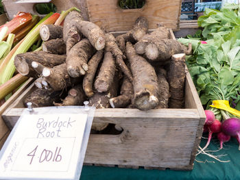 Food for sale at market stall