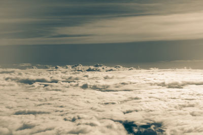 Aerial view of cloudscape against sky during sunset