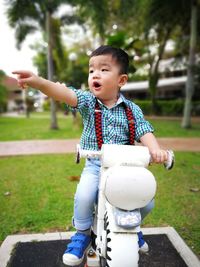 Cute boy looking away