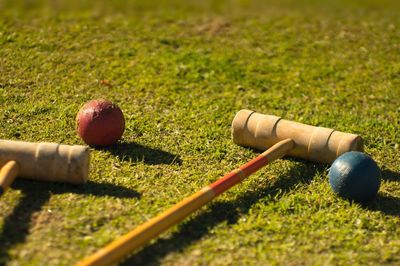 Close-up of ball on field