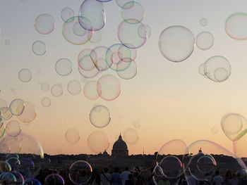 Group of people in bubbles