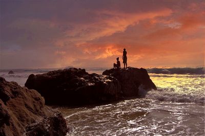 Scenic view of sea at sunset