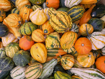 Full frame shot of pumpkins for sale at market